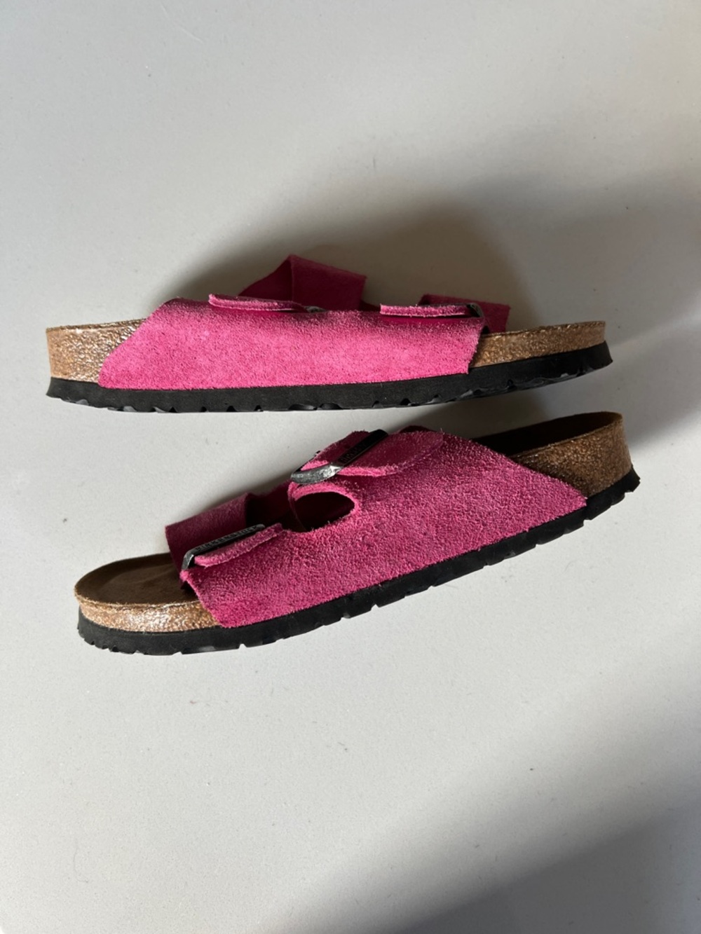 Birkenstock Pink Suede Double Buckle Sandals - Picture 4 of 5
